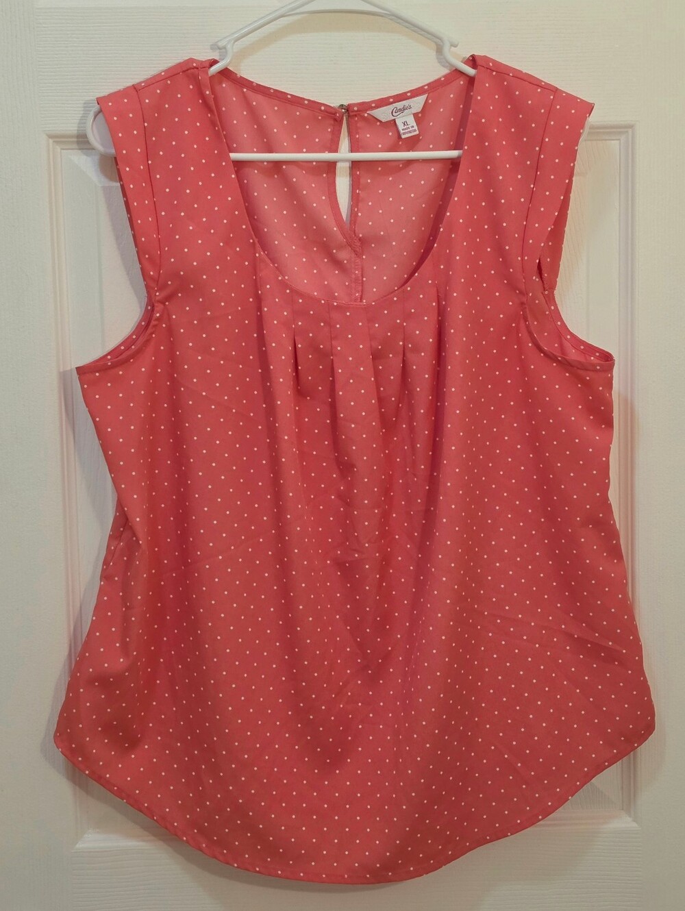 Candie's Coral Polka Dot Sleeveless Top